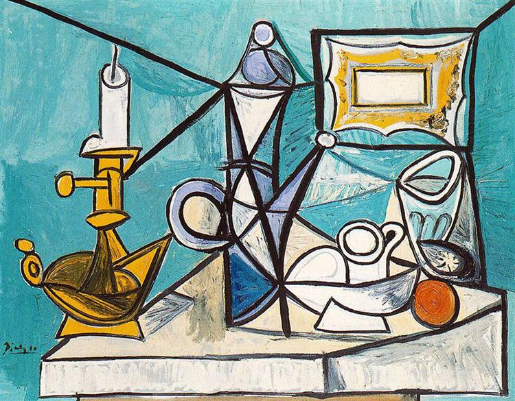 Pablo Picasso Oil Paintings Still Life With Lamp And Candles